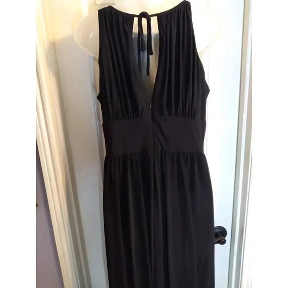 R & M Richards Formal Dress Black Sequined Waist Sleeveless Peephole Slit Sz 12 - Picture 7 of 11